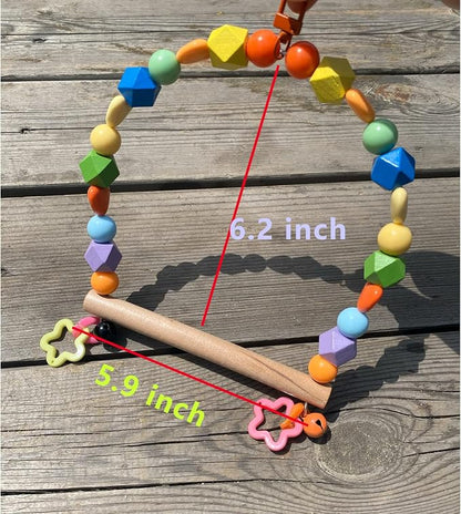 Wooden Bird Swings for Large Parrots, Cockatiel Perch Parakeet Swing Hanging - Image 5