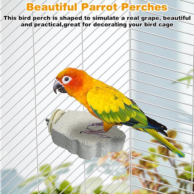 PINVNBY 4 PCS Bird Perches Calcium Parrot Perch Stand Bird Beak Grinding Stone - Image 7