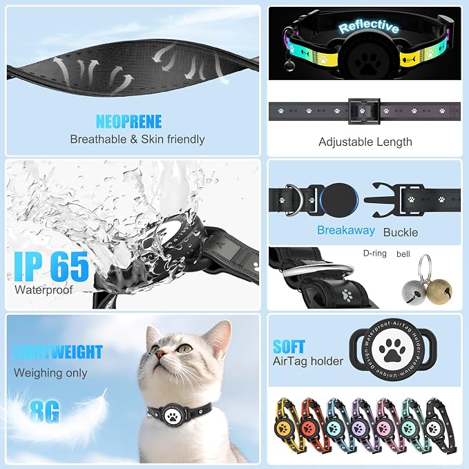 Airtag Cat Collar Breakaway, Reflective Cat Collar - Image 2