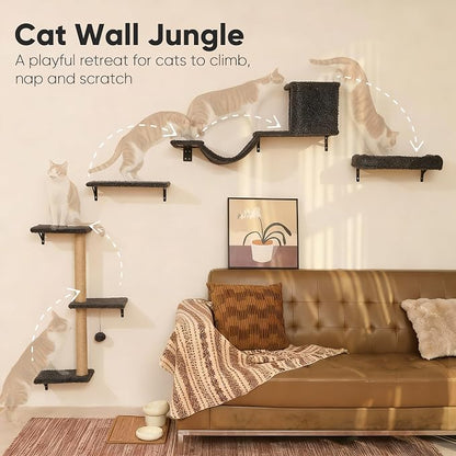 FUKUMARU Cat Wall Shelves, Stable & Safe 4 in 1 Cat Furniture Set, Wooden - Image 2