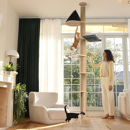 FUKUMARU Floor to Ceiling Cat Tree, 6 Level Adjustable Height Climbing Tower - Image 4
