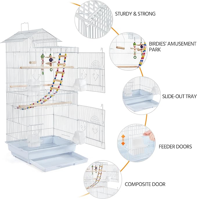 Yaheetech 39-inch Roof Top Medium Parakeet Bird Cages - Image 5