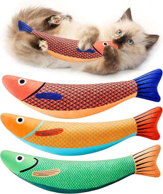 Potaroma Cat Toys Saury Fish, 3 Pack, Catnip Crinkle Sound, Soft and Durable by Potaroma