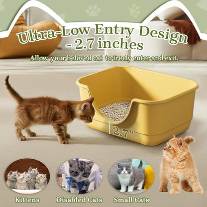 Low Entry Small Litter Box for Kittens, Kitty Plastic Litter Boxes, Open Top - Image 2