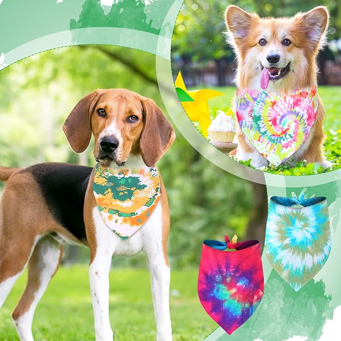 Silkfly 50 Pcs Summer Tie Dye Dog Bandanas Bulk Pet Scarf Grooming Salon - Image 3