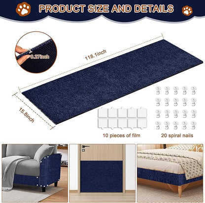 Cat Scratching Mat, 118.5"x15.9" Trimmable Self-Adhesive Cat Scratch Carpet - Image 2