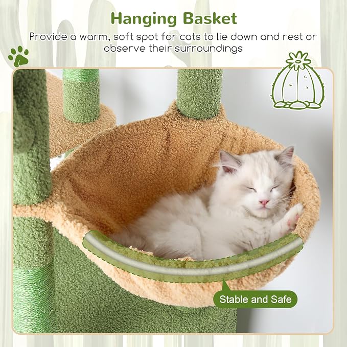 Globlazer Cactus Cat Tower for Indoor Cats, Heavy Duty Cat Trees for Large Cats - Image 4
