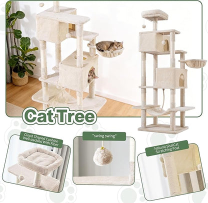 Cat Tree for Indoor Cats, 66 Inches Cat Tower - Image 5