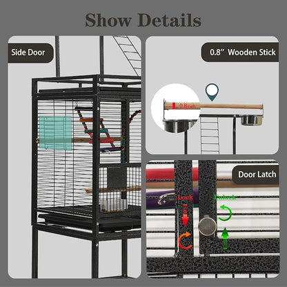 51" Small Bird Cage with Stand, Parakeet Cage, Parrot cage with Parakeet Toys - Image 7