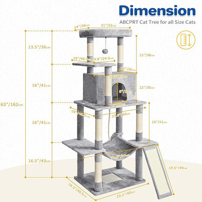 Cat Tree Tower 63in Multi-Level Cat Tower - Image 9