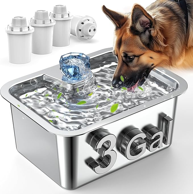 Lesotc Dog Water Fountain for Large Dogs, 11L/3Galon Stainless Steel Large Pet by lesotcbrand