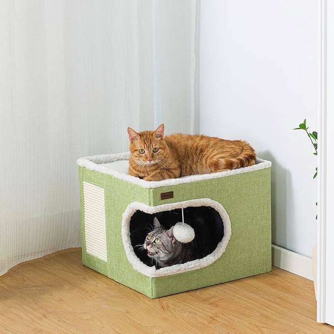 Cat Bed for Indoor Cats Cube House, Covered Cat Cave Beds & Furniture - Image 3