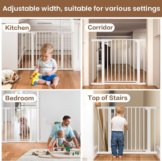 Mumeasy 29.6-46" Baby Gate for Stairs, Pressure Mounted Dog Gate for Doorways - Image 8