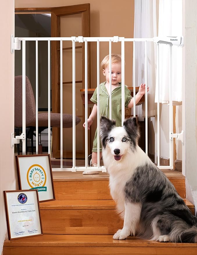 Babelio Baby Gate for Stairs, Kitchen & Doorways, 26-43" W 28" H No Bottom Bar| by BABELIO