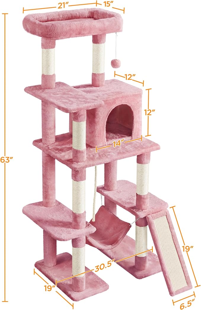 Yaheetech Cat Tree Cat Tower, 63in Multi-Level Kitten Tree w/Sisal-Covered - Image 8