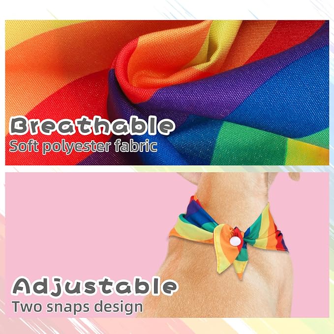 PAWCHIE 4 Pcs Dog Bandanas Gay Pride Rainbow Bandanas, Rainbow Scarf - Image 4