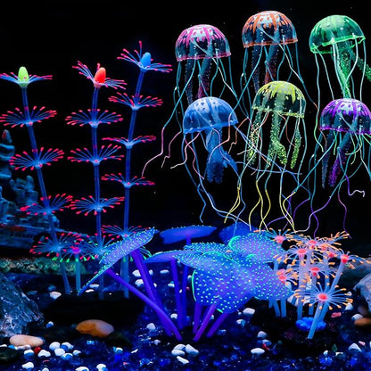 Uniclife 4 Pack Fish Tank Decorations Glowing Effect Aquarium Décor Small by UnicLife