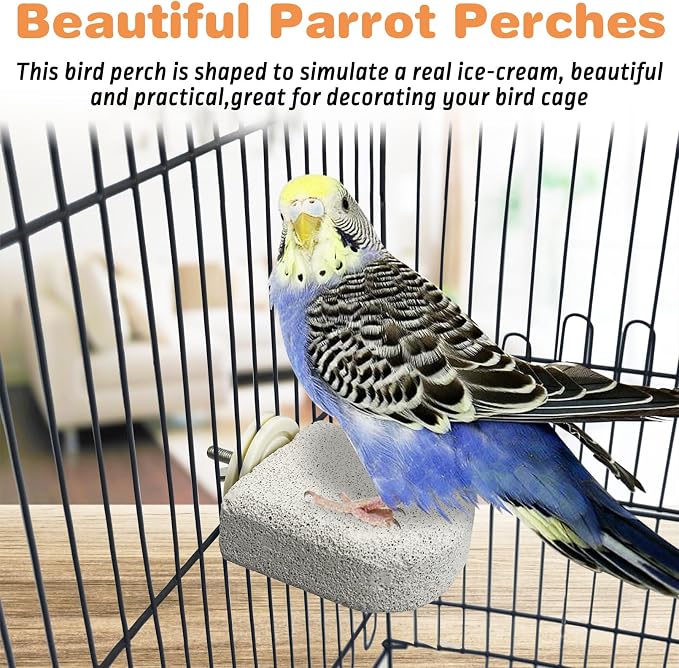 PINVNBY 8 PCS Bird Perch Bird Beak Grinding Stone Calcium Mineral Parrot Perch - Image 7