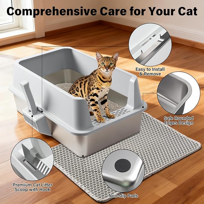 Stainless Steel Litter Box, XL Metal Litter Box - Image 4