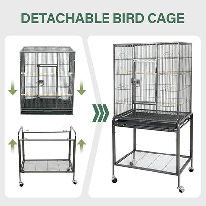 ZENY 53-Inch Bird Flight Cage, Wrought Iron Standing Large - Image 4