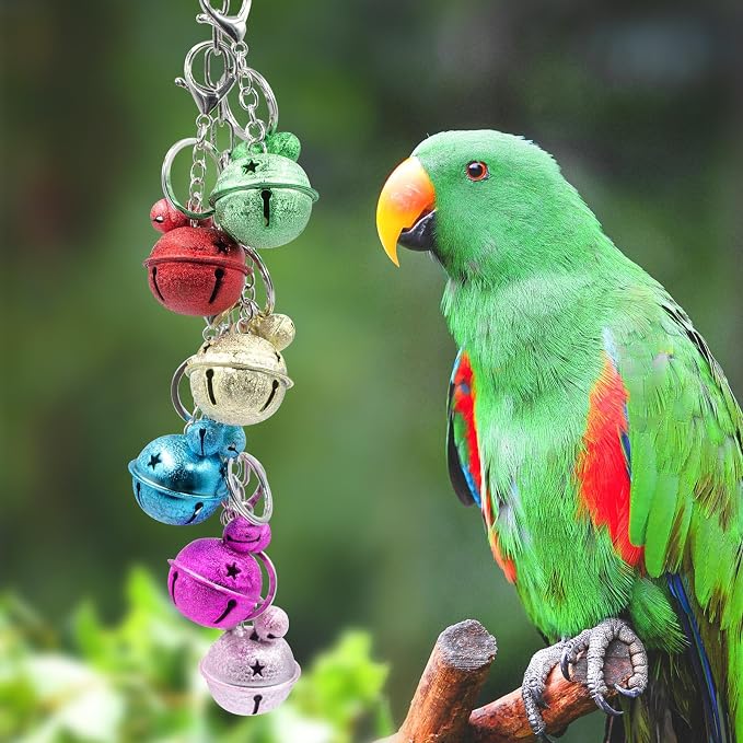 Oooct Bird Swing Bells Toys, Colorful Parrot Metal Bells, Hanging Bird Chewing - Image 5