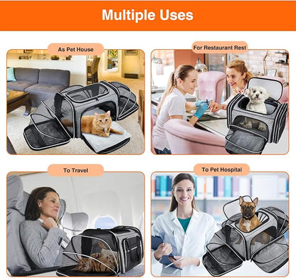 TSA Airline Approved Soft Sided Pet Carrier Top Loading 4 Side Expandable Large - Image 3