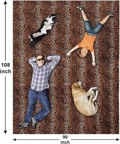 Bnuitland Leopard Print Flannel Blanket, Large Size 108x90 Inches - Image 3