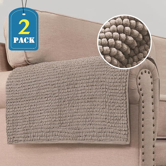 H.VERSAILTEX Plush Chenille Couch Armrest Cover 2 Packs Thick and Soft Sofa - Image 8
