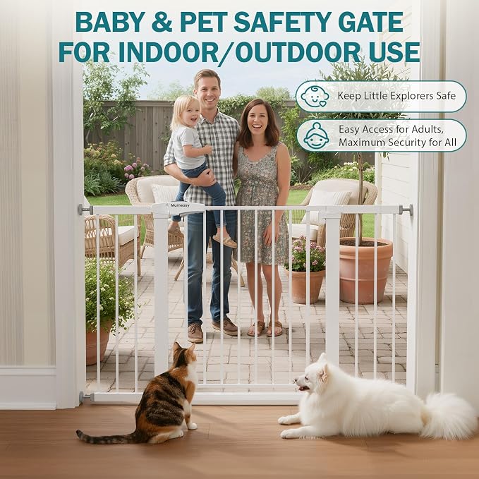 Mumeasy 29.7–48" Baby Gate for Stairs, Dog Gate for Doorways, Auto Close Child - Image 7