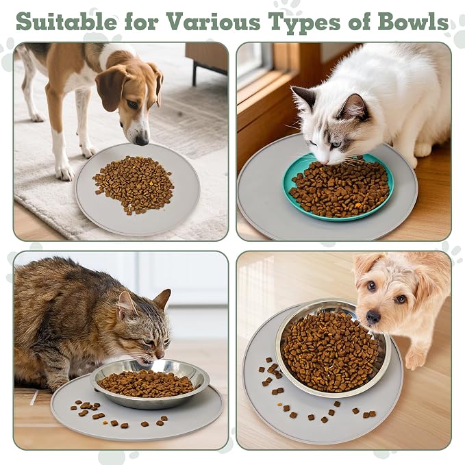 BNOSDM Silicone Cat Feeding Mat 2 Pack Dog Bowl Mats Pet Silicone Food Mat - Image 8