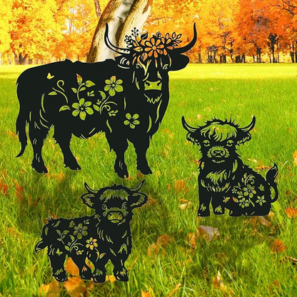 Highland Cow Metal Garden Stakes Yard Decor, Lawn Ornaments Outdoor, Yard Art by RNGMSI