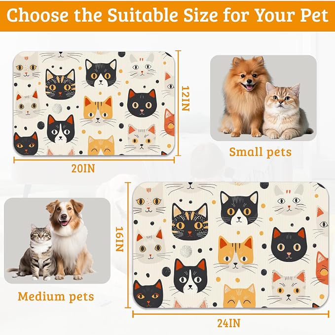 Cats Dog Cat Food Mat, Absorbent Waterproof Placemat - Image 6