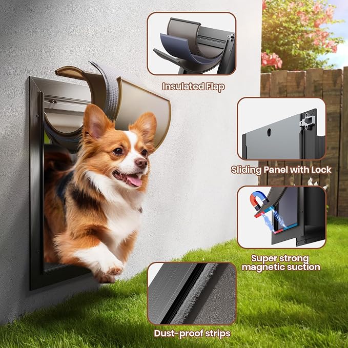 3-Flap Dog Door, All Aluminum Alloy Large Doggy Door Doggie door - Image 4