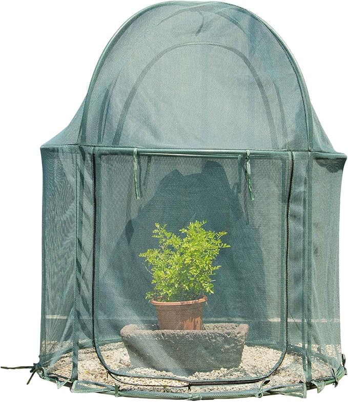 Round 4'x4' Large Plant Mesh Cover 4.9FT Tall Crop Netting Cage Pest Guard Cover by porayhut