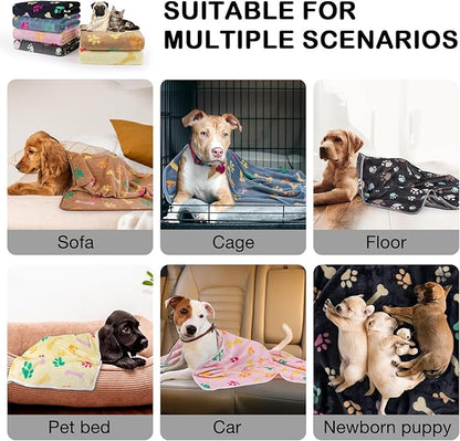 Dono 1 Pack 6 Blankets for Dogs, Soft Fluffy Paw Print Pattern Fleece Pet - Image 7