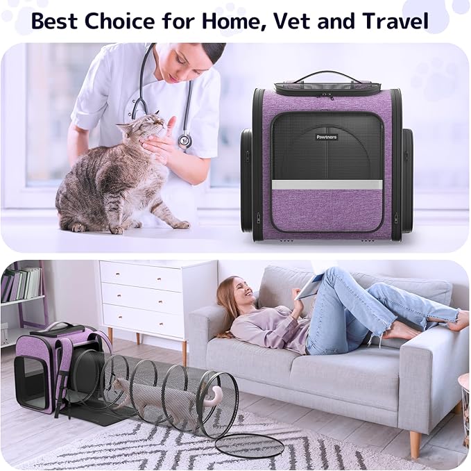 Cat Backpack Carrier with Detachable Play Tunnel, 2 in 1 Cat Tunnel Backpack - Image 9
