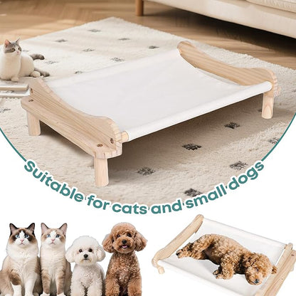 Elevated Wooden Cat Bed – 24"x15.7"x5.9" Breathable Hammock Pet Bed - Image 7