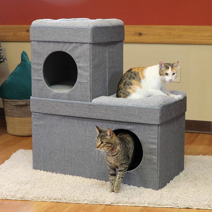 Kitty City Large Stackable Cat Condo & Cube House, Modular Indoor Cat Furniture - Image 3