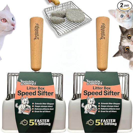 2 PACK Sprinkle & Sweep Metal Cat Litter Scoop by SprinkleSweep