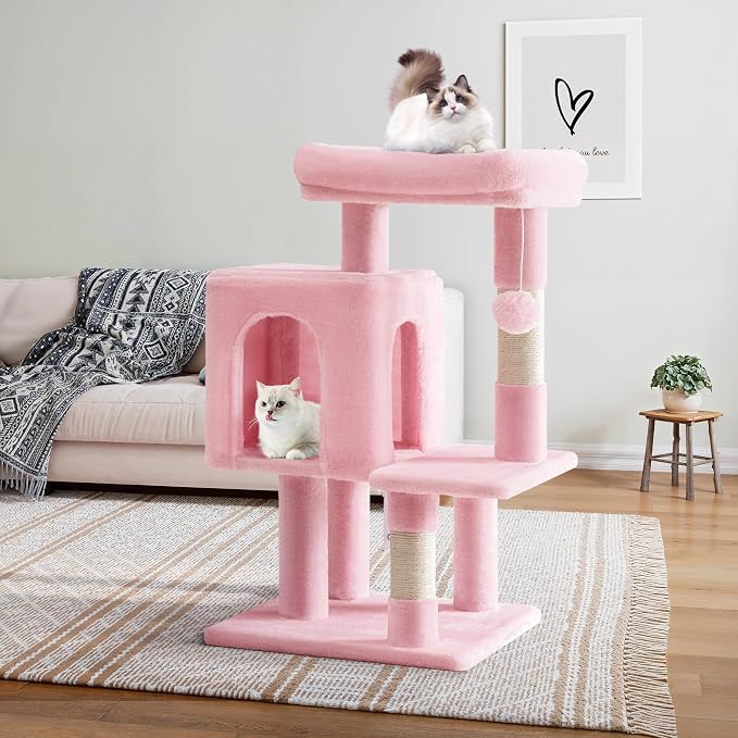 Allewie 29 Inches Cat Tree Tower/Plush Perches Platform/Condo/House/Sisal - Image 2