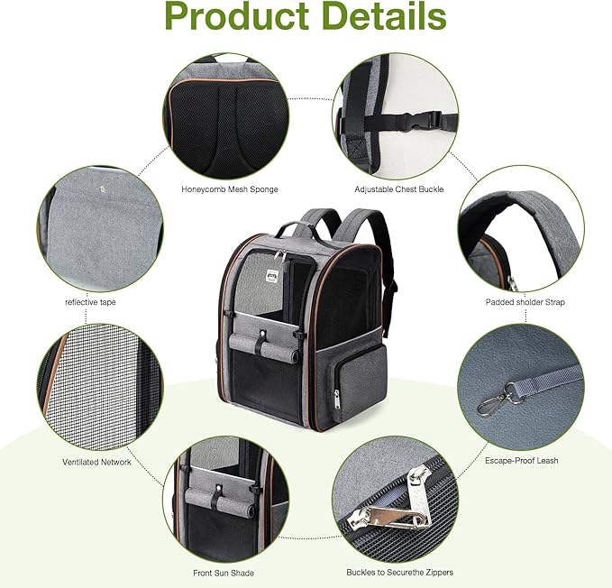 Lekebobor Extra Large Cat Backpack Carrier Expandable Pet Carrier Backpack - Image 6