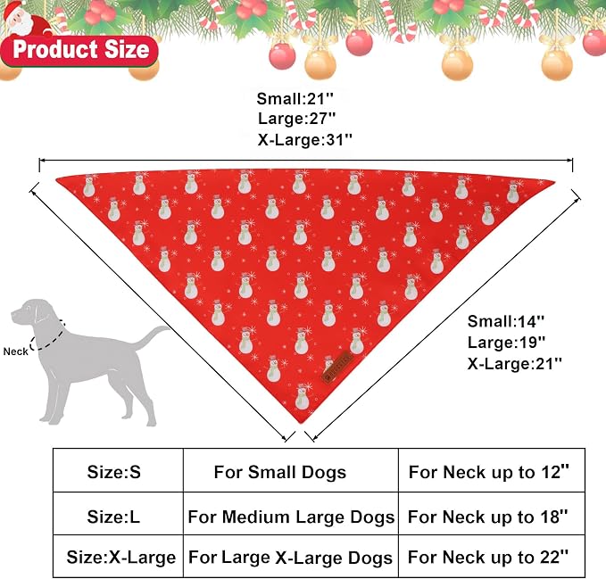 ADOGGYGO Christmas Dog Bandanas 2 Pack, Reversible Santa Snowman Xmas Pet Scarf - Image 4