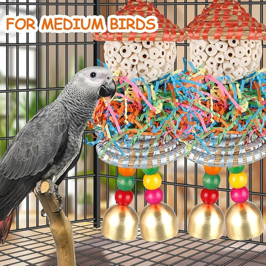 BBjinronjy 2PCS Bird Toys Parrot Foraging Shredder Hanging Toys Sola Balls - Image 2