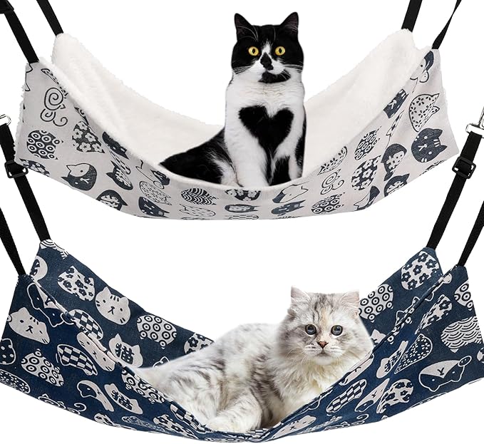 Cat Hammock for Cage Hanging Reversible 2Pack, Pet Hammock Bed Adjustable by Admaison