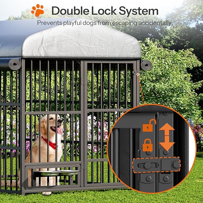 HOOBRO Outdoor Dog Kennel with Cover, 6.6 x 3.9 x 5.9 ft Dog Kennel Outside - Image 5