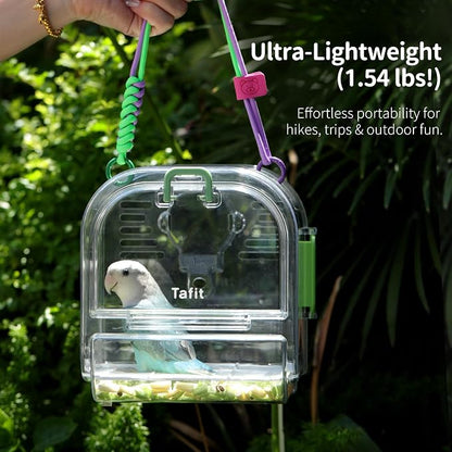 Bird Travel Carrier Cage with Metal Perch, Bottom Mesh, Food Bowl Tray - Image 4