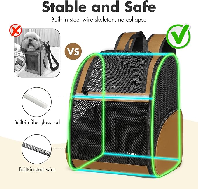 Pet Backpack Carrier, Large Cat Carrier Backpack Up to 20 Lbs - Image 6
