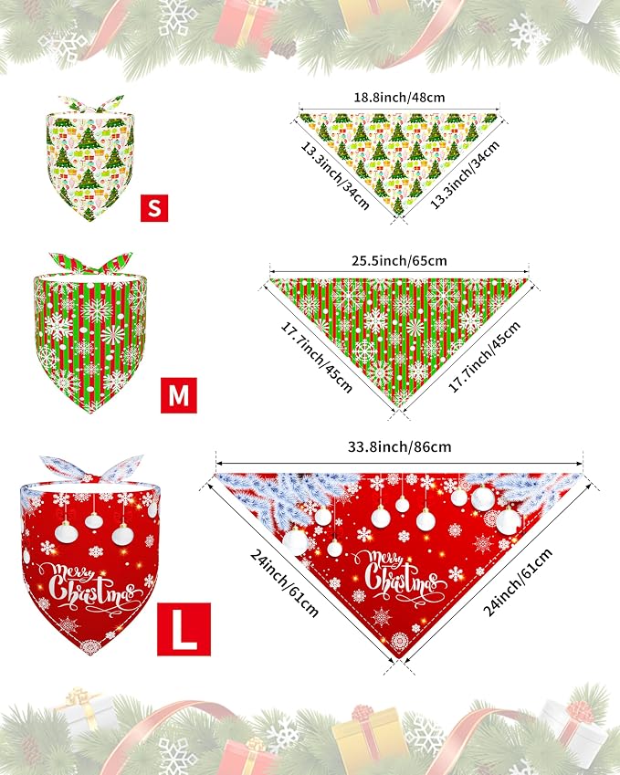 PET SHOW 50 Pack Christmas Big Dog Bandanas Bulk XL Washable Happy New Year - Image 2