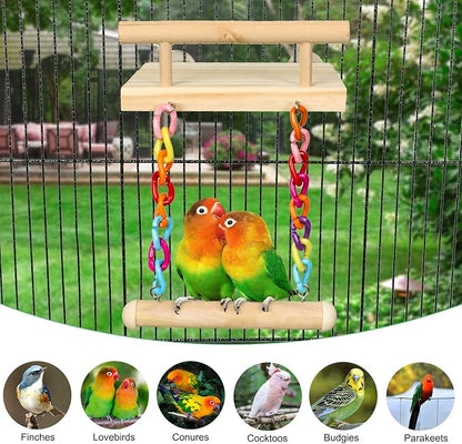 Bird Perches Cage Toys Parrot Wooden Platform Play Gyms Exercise Stands - Image 3