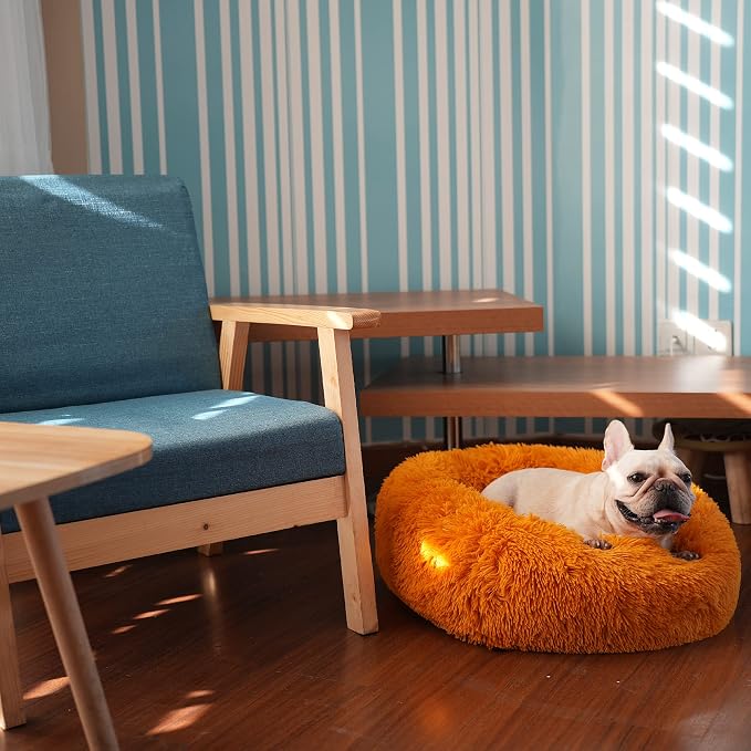 Calming Donut Dogs Beds for Small Dogs Washable, 23inch Plush Round Pet Bed for - Image 7